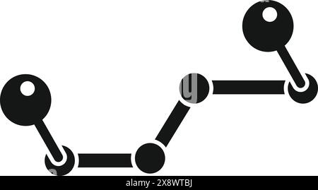 Icona vettoriale semplicistica che raffigura una costellazione stilizzata o una struttura molecolare in bianco e nero Illustrazione Vettoriale