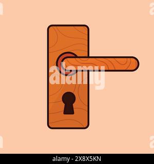 simbolo serratura porta in legno vettoriale. illustrazione della serratura della portiera in legno. serratura vettoriale serratura di sicurezza della privacy della porta Illustrazione Vettoriale