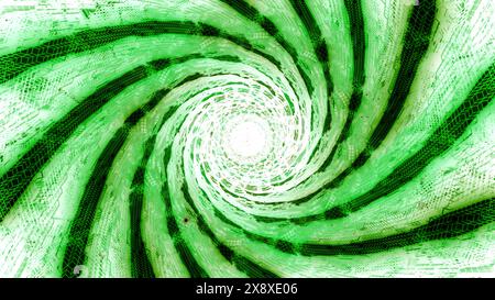Vortice astratto con strisce ipnotiche. Movimento. Illusione ottica a spirale al neon rotante e piegata. Foto Stock