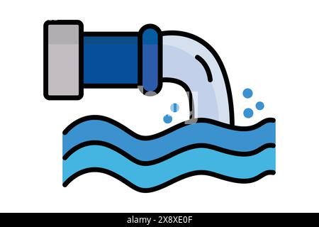 Icona fognatura. icona relativa alle utility. stile icona contorno colorato. illustrazione vettoriale degli elementi utilities Illustrazione Vettoriale