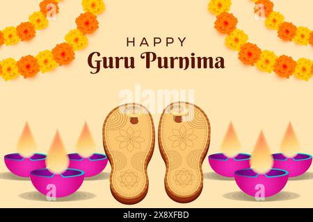 felice guru purnima illustrazione di sfondo con design piatto Illustrazione Vettoriale
