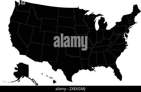 Stati Uniti America vettore di mappe dei paesi Illustrazione Vettoriale