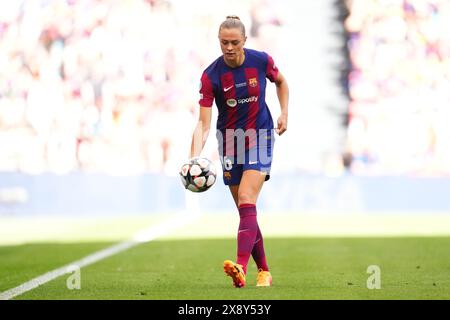 Barcellona, Spagna. 25 maggio 2024. Fridolina Rolfo del FC Barcelona durante la finale di UEFA Women's Champions League tra FC Barcelona e Olympique Lyonnais giocata allo stadio San Mames il 25 maggio 2024 a Bilbao in Spagna. (Foto di Bagu Blanco/PRESSINPHOTO) credito: PRESSINPHOTO SPORTS AGENCY/Alamy Live News Foto Stock