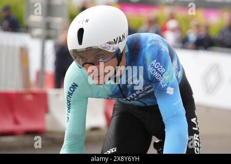 PETERS Nans (Decathlon AG2R la Mondiale) durante la Boucles de la Mayenne 2024, fase 1 Prologo Espace Mayenne Laval, UCI Pro Series gara ciclistica il 23 maggio 2024 a Laval, Francia - foto Laurent Lairys / DPPI Foto Stock