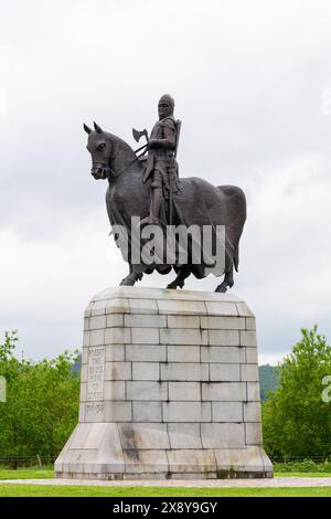 Statua di Robert il re Bruce di Scots, al monumento per la battaglia di Bannockburn, Centro visitatori di Bannockburn, Stirling Scozia Foto Stock