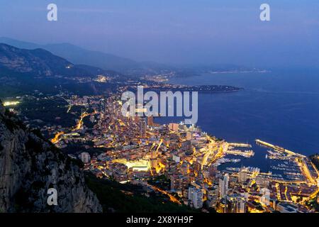 Principato di Monaco, Principato di Monaco, Panorama con la roccia Foto Stock