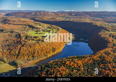 Francia, Giura, lago Chambly (vista aerea) Foto Stock