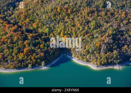 Francia, Giura, Lago Vouglans (Vista aerea) Foto Stock