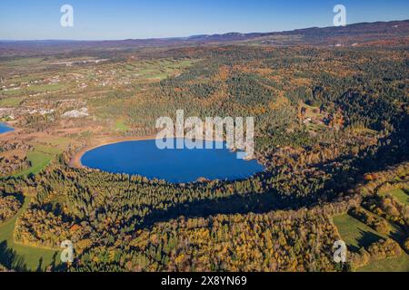 Francia, Giura, Lago Vouglans (Vista aerea) Foto Stock