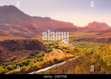 L'incredibile paesaggio del Big Bend Ranch State Park e del fiume Rio grande, Texas Foto Stock