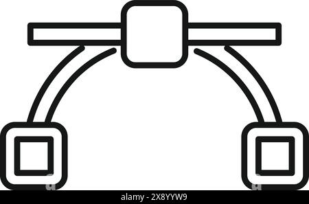 Immagine vettoriale in bianco e nero di un simbolo dello strumento curva bezier per la progettazione grafica Illustrazione Vettoriale