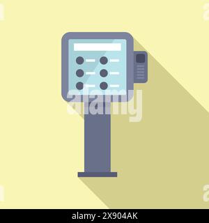 Icona vettoriale dal design piatto di un moderno terminale informativo interattivo con display touch screen Illustrazione Vettoriale