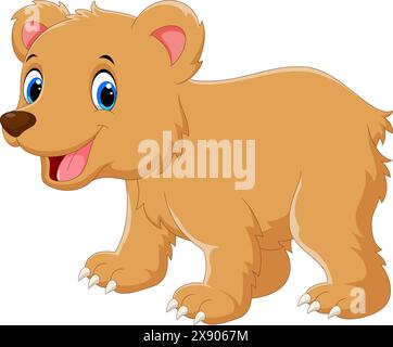 Illustrazione vettoriale di un orso bruno sorridente su sfondo bianco Illustrazione Vettoriale