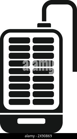 Semplice illustrazione vettoriale di un caricabatteria portatile in bianco e nero Illustrazione Vettoriale