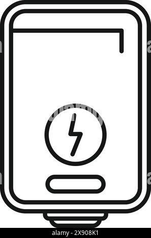 Line art semplice di un power Bank per dispositivi mobili, ideale per contenuti tecnici Illustrazione Vettoriale