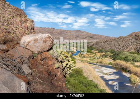 L'incredibile paesaggio del Big Bend Ranch State Park e del fiume Rio grande, Texas Foto Stock