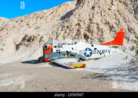 Nelson, Nevada - 15 aprile 2024: Si è schiantato un aereo della US Navy a Nelson Ghost Town Foto Stock