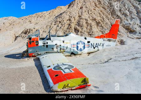 Nelson, Nevada - 15 aprile 2024: Resti dell'aereo della Marina schiantato nell'Eldorado Canyon Foto Stock