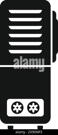 Illustrazione vettoriale di una moderna icona nera del purificatore d'aria su sfondo bianco Illustrazione Vettoriale