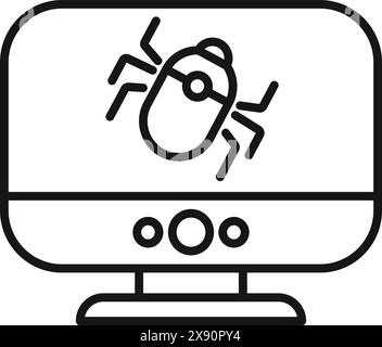 Icona del concetto di bug del computer in un design piatto che rappresenta sicurezza informatica, problemi software, hacking e malware Illustrazione Vettoriale