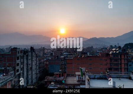 Tramonto sulla città di Katmandu in Nepal Foto Stock