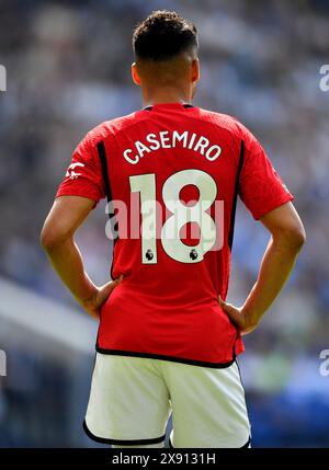 Casemiro di Manchester United - Brighton & Hove Albion contro Manchester United, Premier League, Amex Stadium, Brighton, Regno Unito - 19 maggio 2024 solo uso editoriale - si applicano restrizioni DataCo Foto Stock