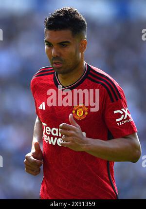 Casemiro di Manchester United - Brighton & Hove Albion contro Manchester United, Premier League, Amex Stadium, Brighton, Regno Unito - 19 maggio 2024 solo uso editoriale - si applicano restrizioni DataCo Foto Stock