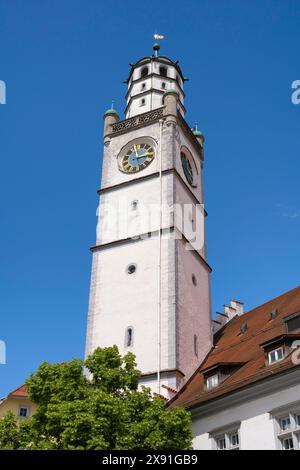 La Torre Blaser nel centro storico di Ravensburg, il quartiere di Ravensburg, Baden-Wuerttemberg, Germania Foto Stock