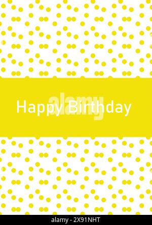 Carino Yellow Happy Birthday Card Illustrazione Vettoriale