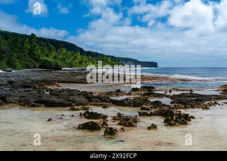 Makatea, Arcipelago Tuamotu, Polinesia francese. Foto Stock