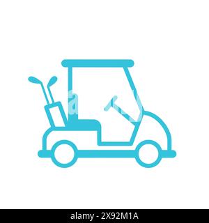 Golf cart. isolato su sfondo bianco. Dal set di icone blu. Illustrazione Vettoriale