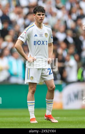 Londra, Regno Unito. 26 maggio 2024. Il centrocampista del Leeds United Archie Gray (22) durante la finale del Leeds United FC contro Southampton FC Sky BET EFL Championship al Wembley Stadium, Londra, Inghilterra, Regno Unito il 26 maggio 2024 Credit: Every Second Media/Alamy Live News Foto Stock