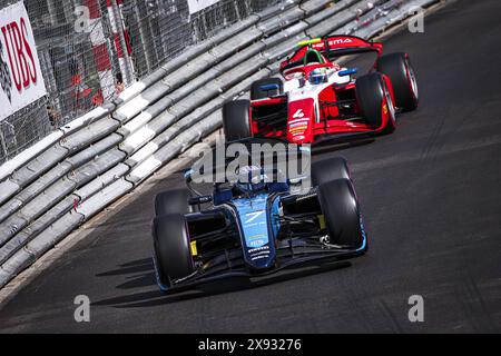 07 CRAWFORD Jak (usa), DAMS Lucas Oil, Dallara F2 2024, azione durante la 5a prova del Campionato FIA di Formula 2 2024 dal 23 al 26 maggio 2024 sul circuito di Monaco, a Monaco Foto Stock