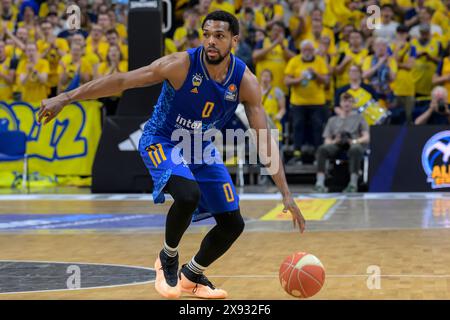 Berlino, Germania. 28 maggio 2024. GER, Berlin, Basketball, Alba Berlin vs Chemnitz Niners, BBL, Basketball, Uber Arena, 28.05. 2024, semifinali di playoff, Sterling Brown (Alba Berlin, 0), crediti: HMB Media/Alamy Live News Foto Stock
