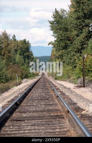 Binari ferroviari in Idaho, U.S.A., circa 1991 Foto Stock