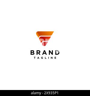 Design minimalista con logo con icona della linea Hot Level. Triangoli minimalisti con icone di rilascio fuoco qui sotto. Illustrazione Vettoriale