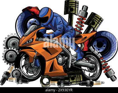 sportbike racer guida veloce disegno vettoriale di illustrazione Illustrazione Vettoriale