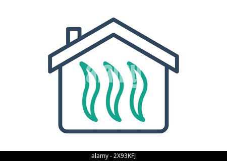 Icona riscaldamento. casa con il calore. icona relativa alle utility. stile icona linea. illustrazione vettoriale degli elementi utilities Illustrazione Vettoriale