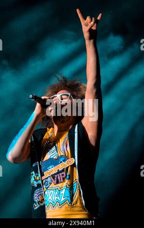 Redfoo - LMFAO, V2012, Hylands Park, Chelmsford, Essex, Regno Unito - 19 agosto 2012 Foto Stock