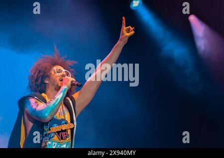 Redfoo - LMFAO, V2012, Hylands Park, Chelmsford, Essex, Regno Unito - 19 agosto 2012 Foto Stock