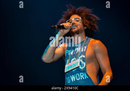 Redfoo - LMFAO, V2012, Hylands Park, Chelmsford, Essex, Regno Unito - 19 agosto 2012 Foto Stock