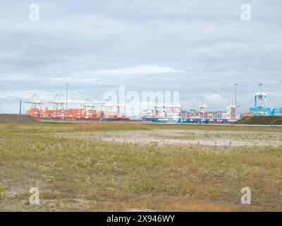 Rotterdam, Paesi Bassi - 4 agosto 2023: Veduta dei container e degli impianti di carico di Europoort Foto Stock