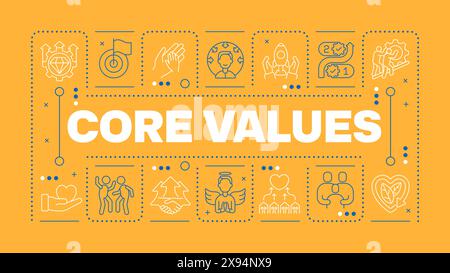 Concetto di parola arancione Core Values Illustrazione Vettoriale