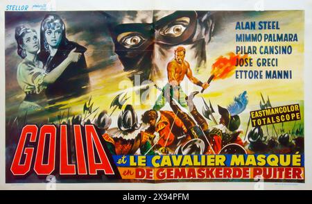 HERCULES E IL CAVALIERE MASCHERATO (1964) - poster cinematografico belga d'epoca (francese e fiammingo) Foto Stock