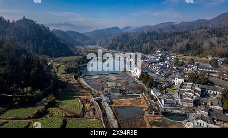 Aerea di Xidi, antico villaggio storico, patrimonio dell'umanità dell'UNESCO, Xidi, Anhui, Cina, Asia Foto Stock