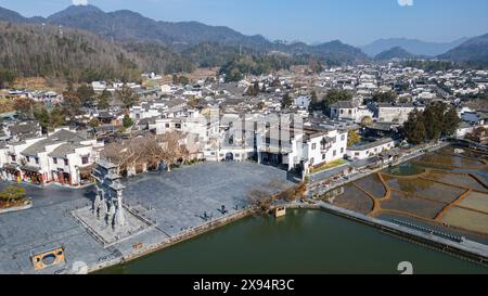 Aerea di Xidi, antico villaggio storico, patrimonio dell'umanità dell'UNESCO, Xidi, Anhui, Cina, Asia Foto Stock