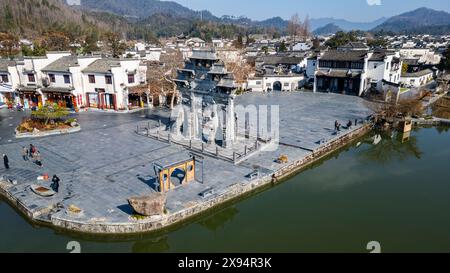 Aerea di Xidi, antico villaggio storico, patrimonio dell'umanità dell'UNESCO, Xidi, Anhui, Cina, Asia Foto Stock