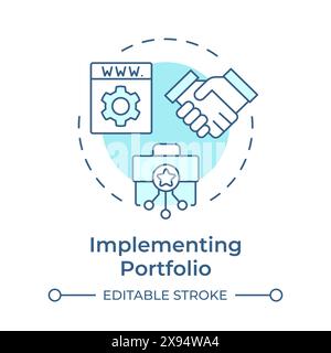 Icona Concept blu di implementazione del portfolio Illustrazione Vettoriale