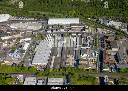 Luftbild, Gewerbegebiet Berliner Straße, Haspe, Hagen, Ruhrgebiet, Nordrhein-Westfalen, Deutschland ACHTUNGxMINDESTHONORARx60xEURO *** Vista aerea, zona industriale Berliner Straße, Haspe, Hagen, zona della Ruhr, Renania settentrionale-Vestfalia, Germania ATTENTIONxMINDESTHONORARx60xEURO Foto Stock
