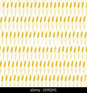 Sfondo modello paglia di grano cereale. Orecchie d'oro di frumento, segale o orzo. Illustrazione Vettoriale